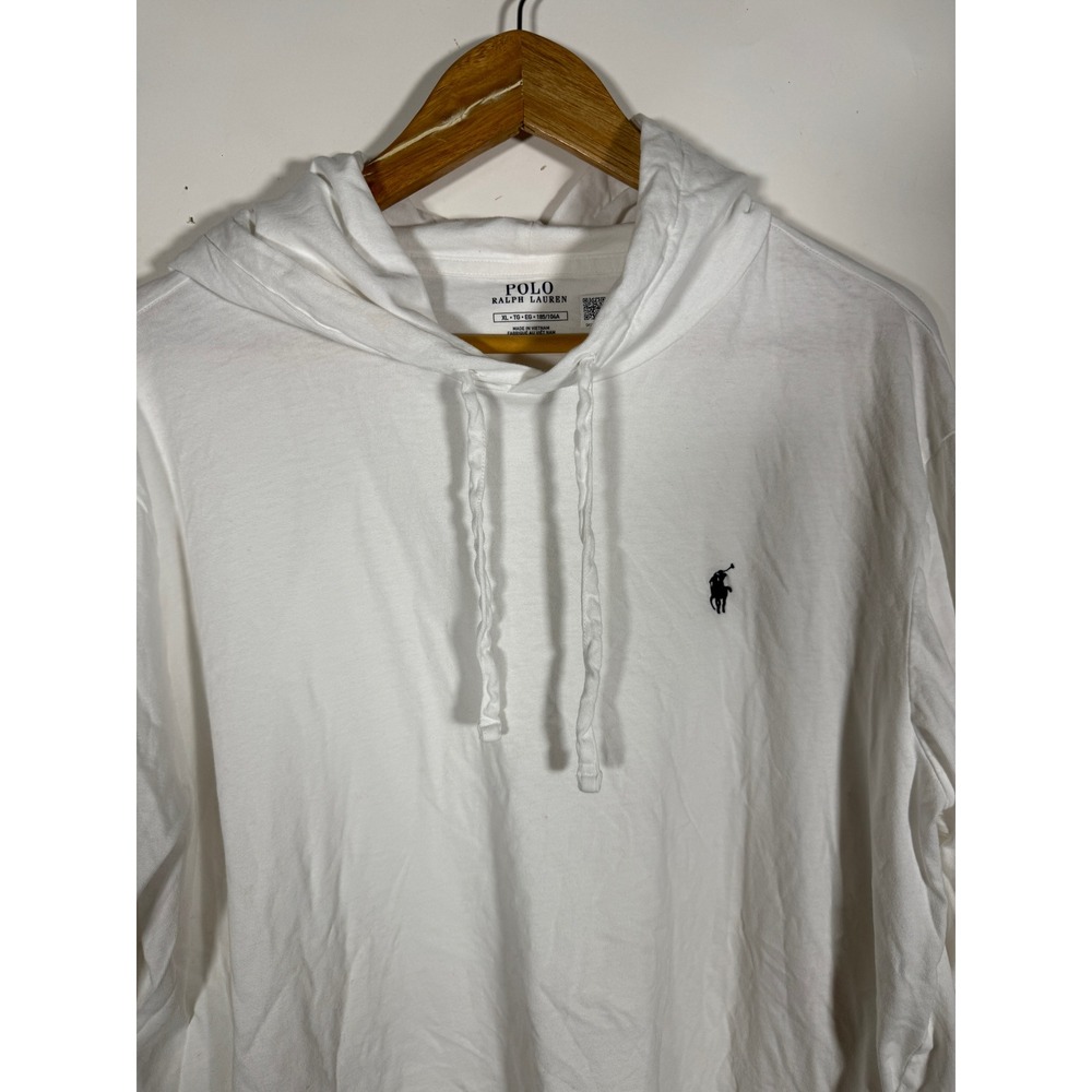 Polo Ralph Lauren Mens XL White Long Sleeve Hooded T-Shirt Pony Logo Hoodie